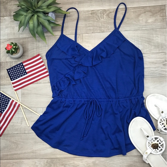 Self Esteem Tops - Self esteem royal blue ruffle tank size L